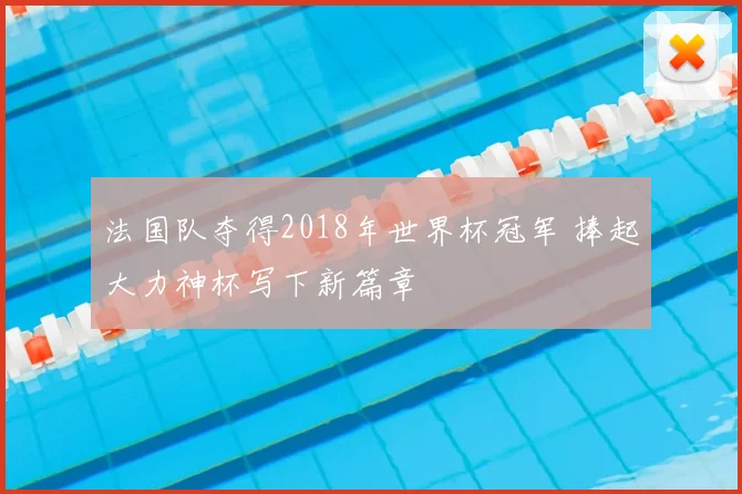 法国队夺得2018年世界杯冠军 捧起大力神杯写下新篇章